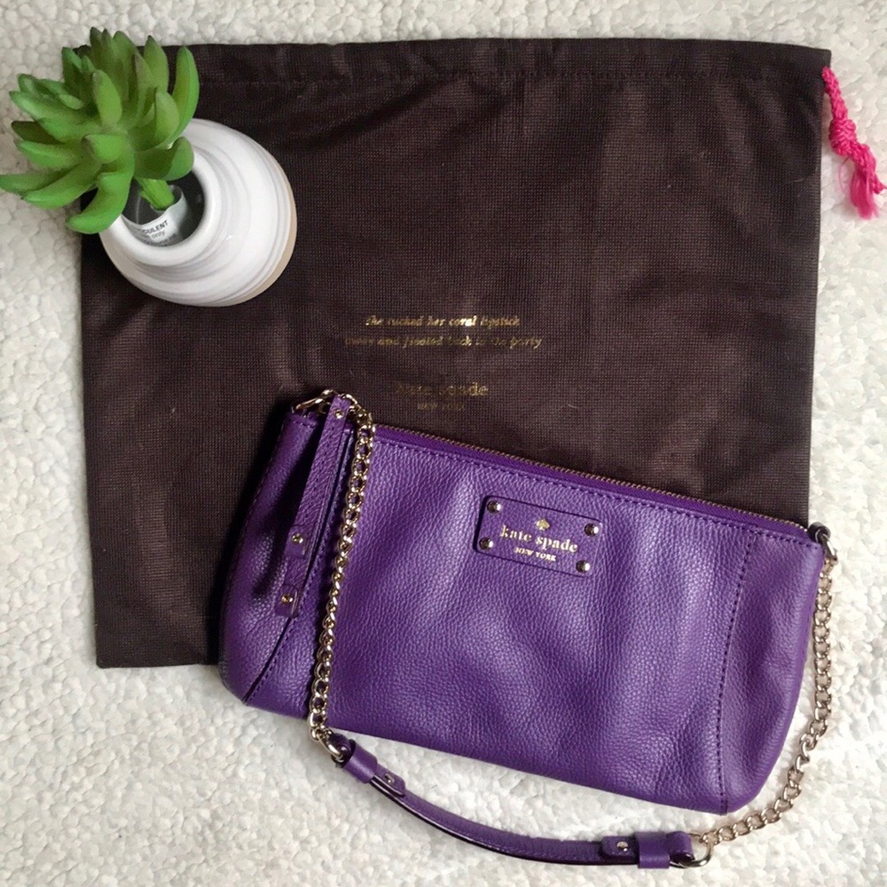Kate Spade Shoulder Bag Purple with Gold Chain and Leather Strap